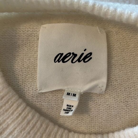 Aerie Oversized Pullover Ivory Sweater High Neck Size Medium New w/out tags - Picture 8 of 12